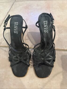 Franco Sarto Black Strappy Slingback Heels size 6 1/2 heels  @@@@